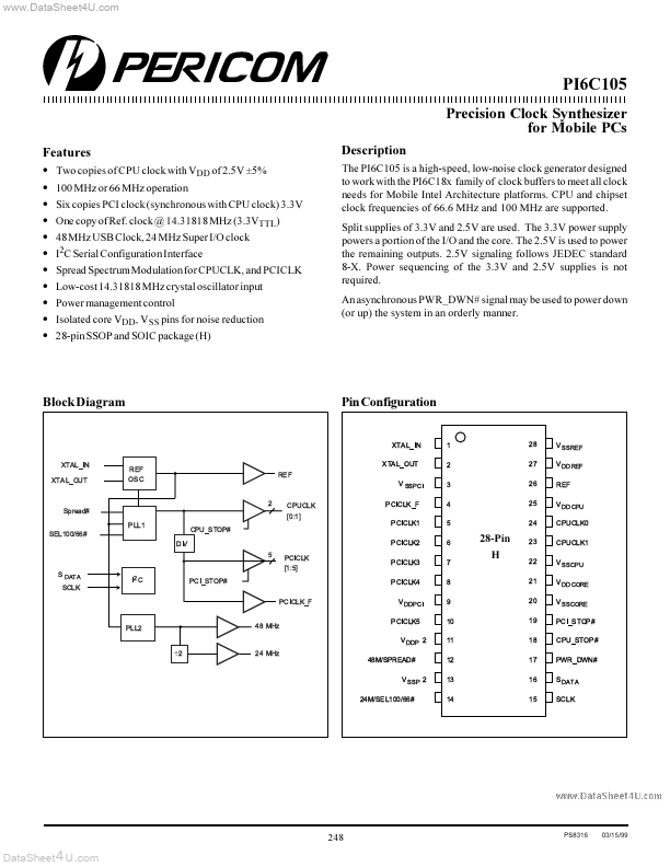 PI6C105 Pericom Semiconductor