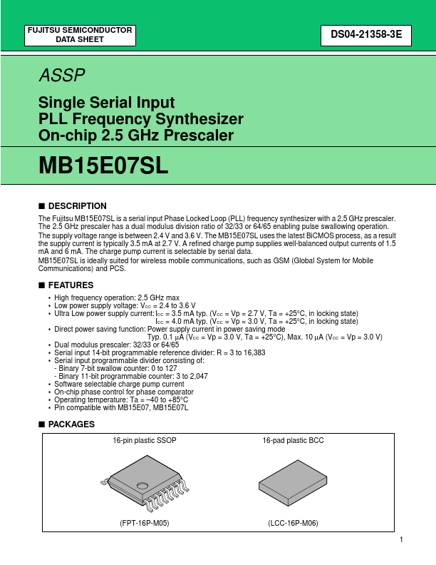 MB15E07SL Fujitsu Media Devices