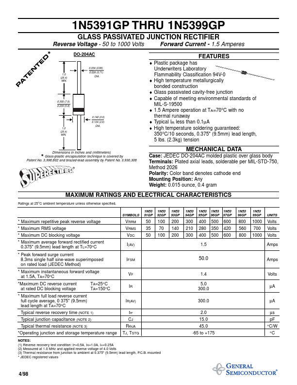 1N5397GP General Semiconductor