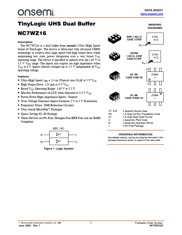 NC7WZ16 ON Semiconductor