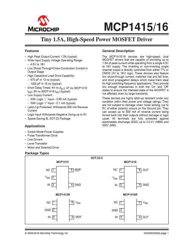 MCP1416 Microchip Technology