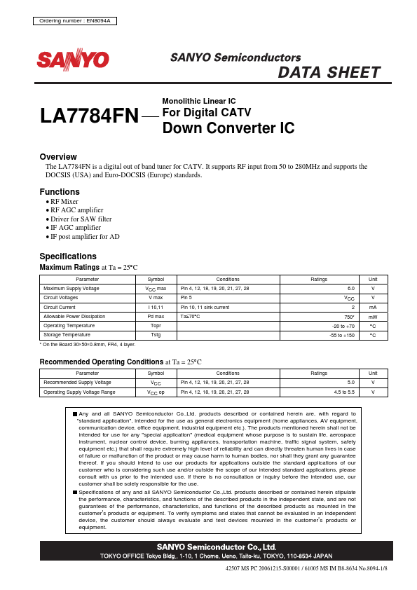 <?=LA7784FN?> डेटा पत्रक पीडीएफ