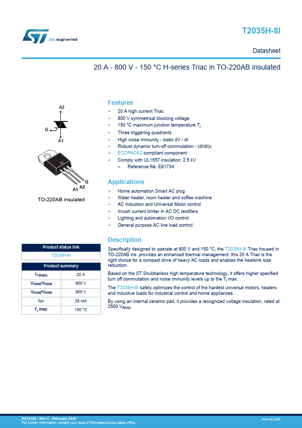 T2035H-8I STMicroelectronics