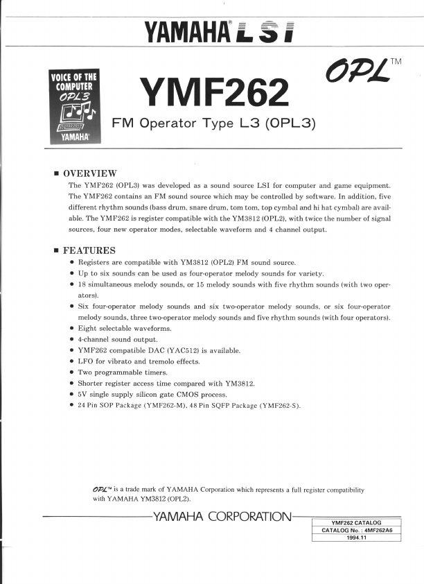 <?=YMF262?> डेटा पत्रक पीडीएफ