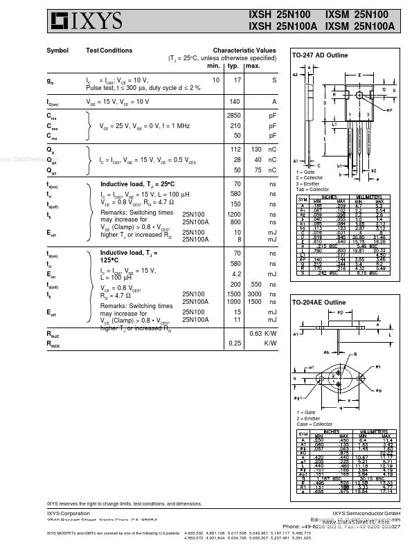 IXSH25N100