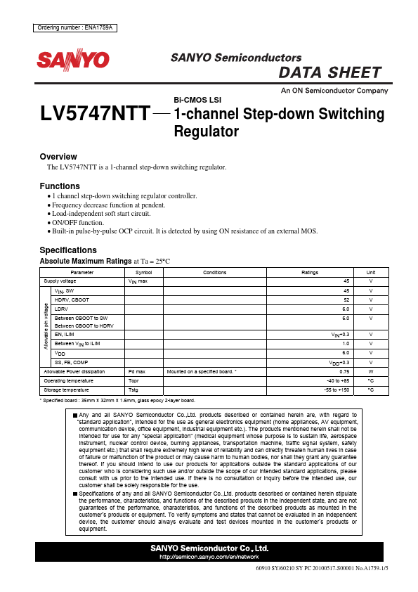 <?=LV5747NTT?> डेटा पत्रक पीडीएफ