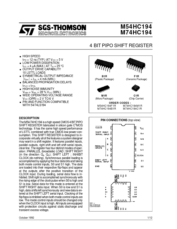 M74HC194 ST Microelectronics