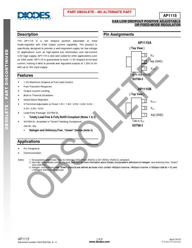 AP1115 Diodes Incorporated