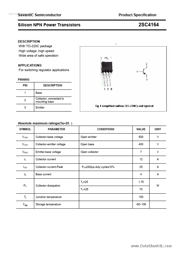 <?=2SC4164?> डेटा पत्रक पीडीएफ