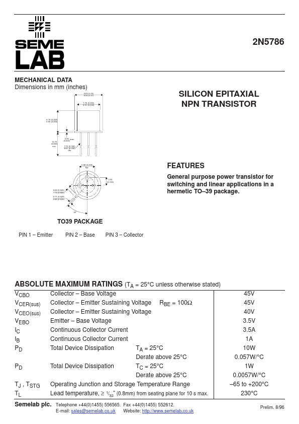 2N5786 Seme LAB