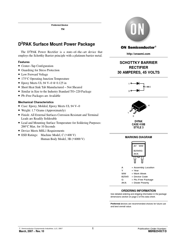 MBRB2545CT ON Semiconductor