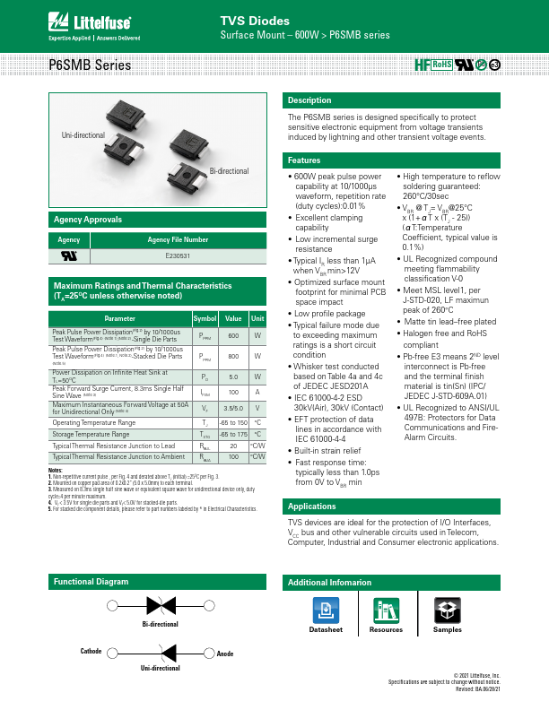 P6SMB550A Littelfuse