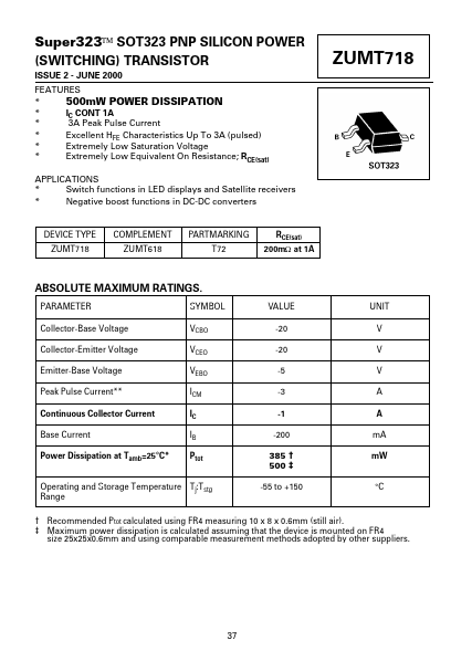 ZUMT718 Zetex Semiconductors