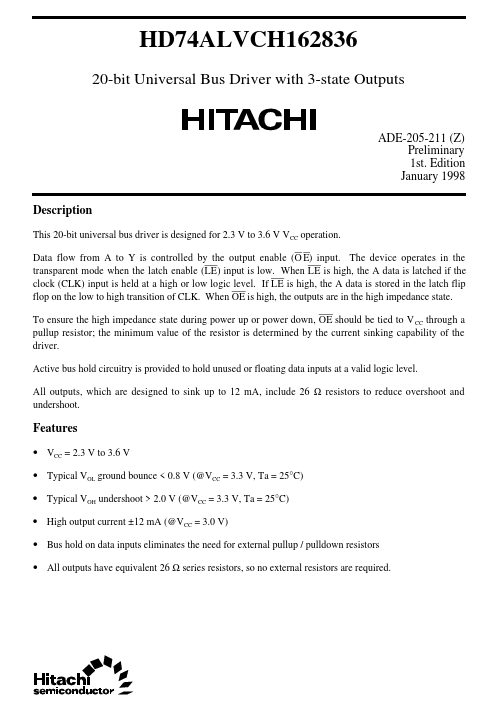HD74ALVCH162836 Hitachi Semiconductor