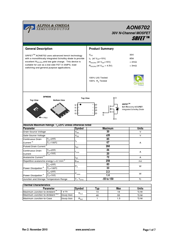 AON6702 Alpha & Omega Semiconductors