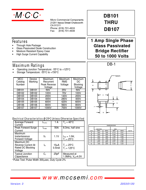 DB103 Micro Commercial Components