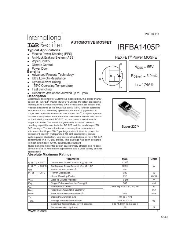 IRFBA1405 International Rectifier
