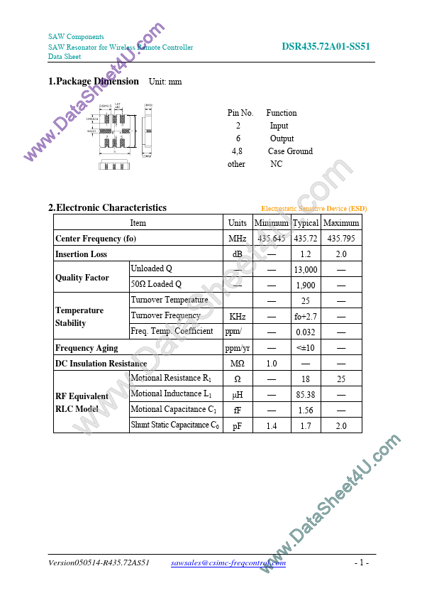 <?=DSR435.72A01-SS51?> डेटा पत्रक पीडीएफ