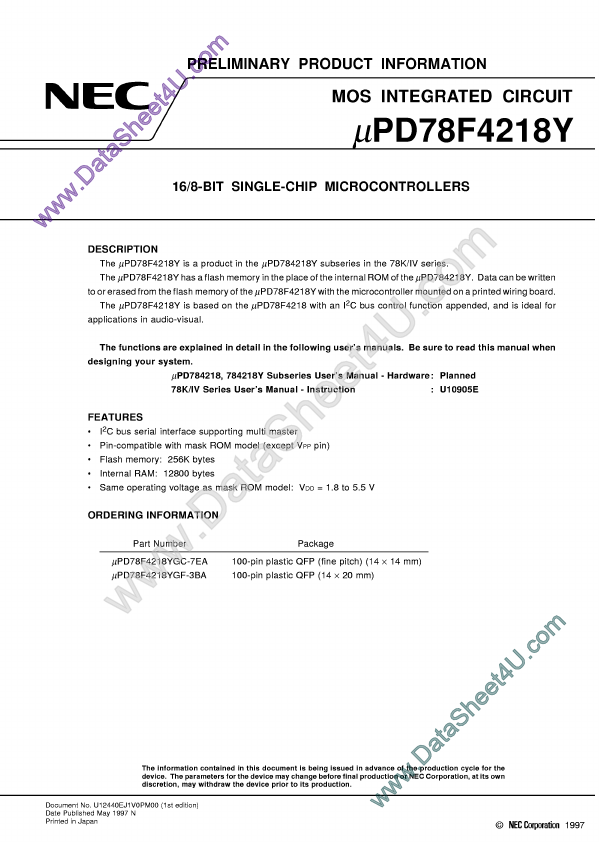 UPD78F4218Y NEC Electronics