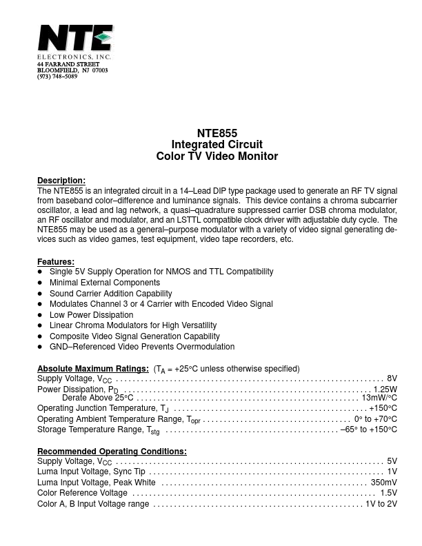 NTE855 NTE Electronics