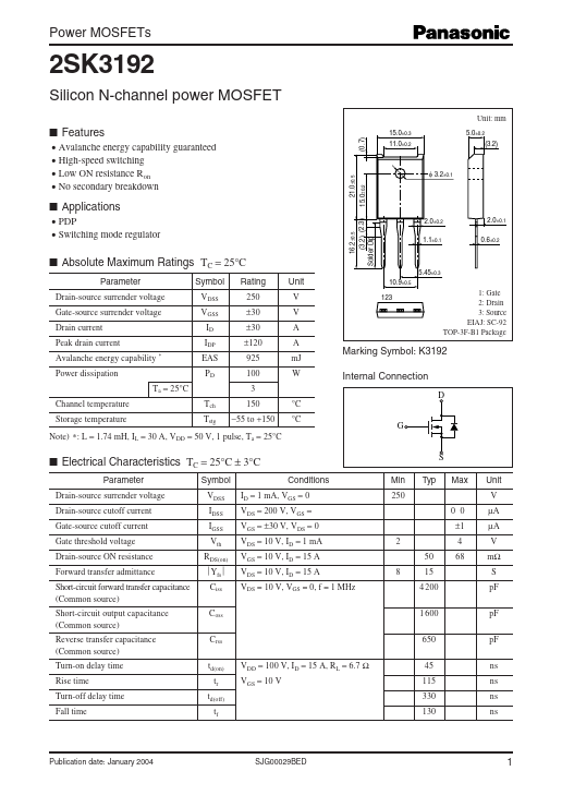 K3192 Panasonic Semiconductor