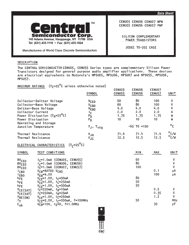 CENU55 Central Semiconductor Corp