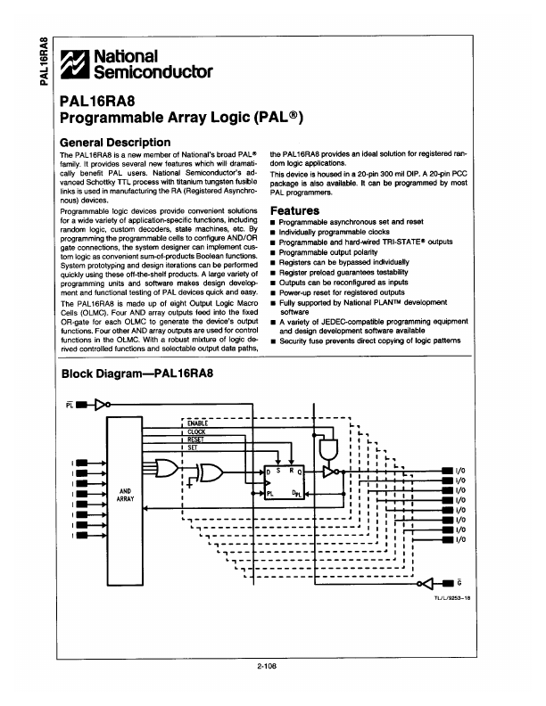 PAL16RA8 National Semiconductor