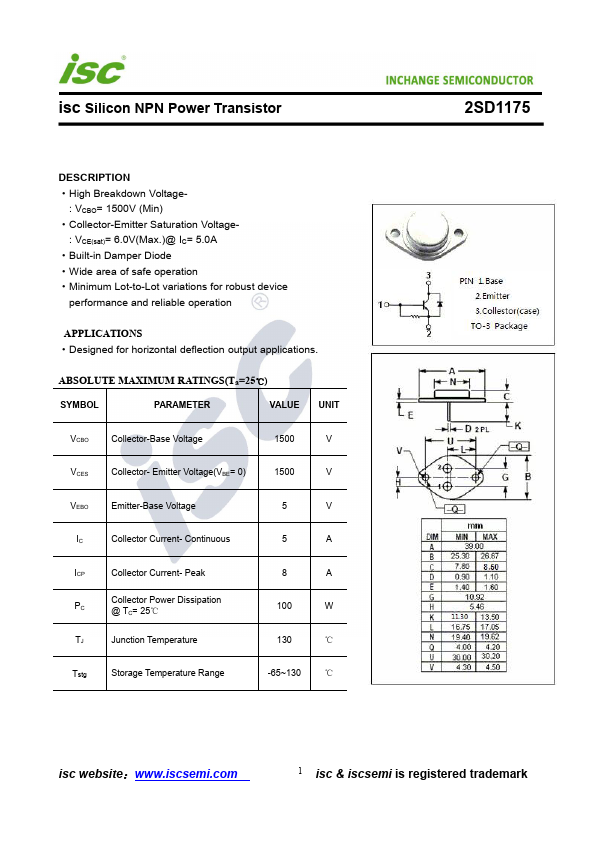 2SD1175 INCHANGE