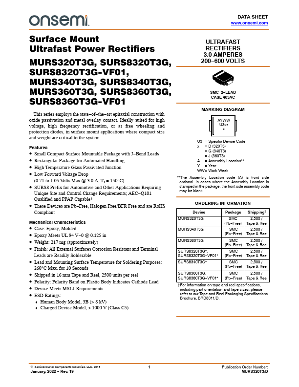 SURS8320T3G-VF01 ON Semiconductor