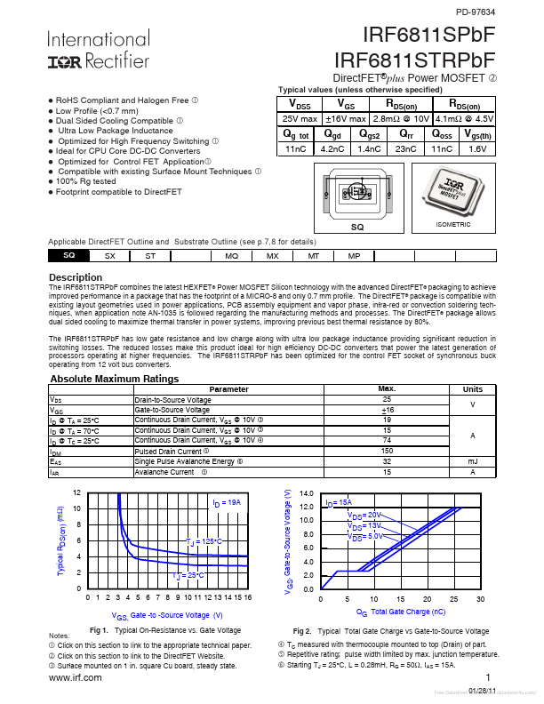 <?=IRF6811SPBF?> डेटा पत्रक पीडीएफ