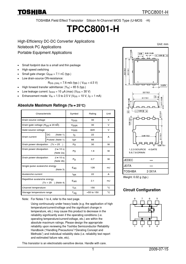 TPCC8001-H Toshiba Semiconductor