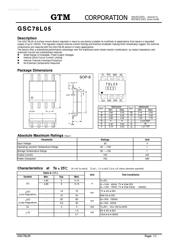 <?=GSC78L05?> डेटा पत्रक पीडीएफ