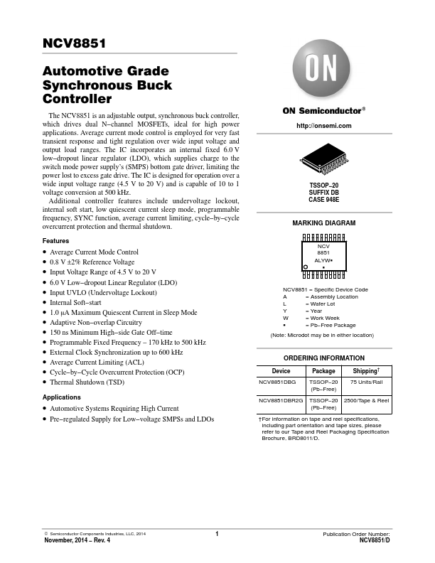 NCV8851 ON Semiconductor