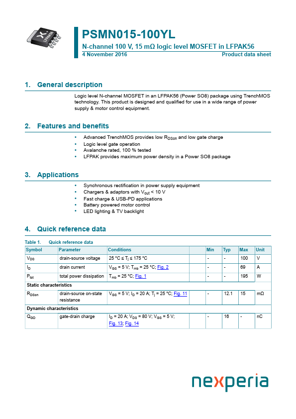 PSMN015-100YL