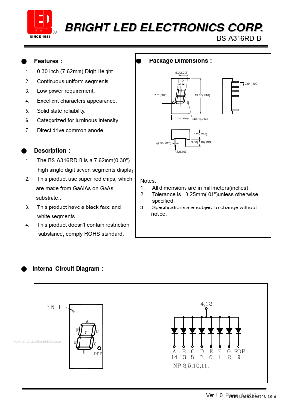 BS-A316RD-B BRIGHT LED ELECTRONICS