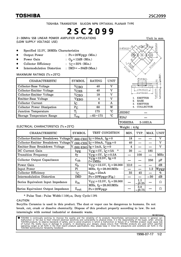 2SC2099 Toshiba Semiconductor