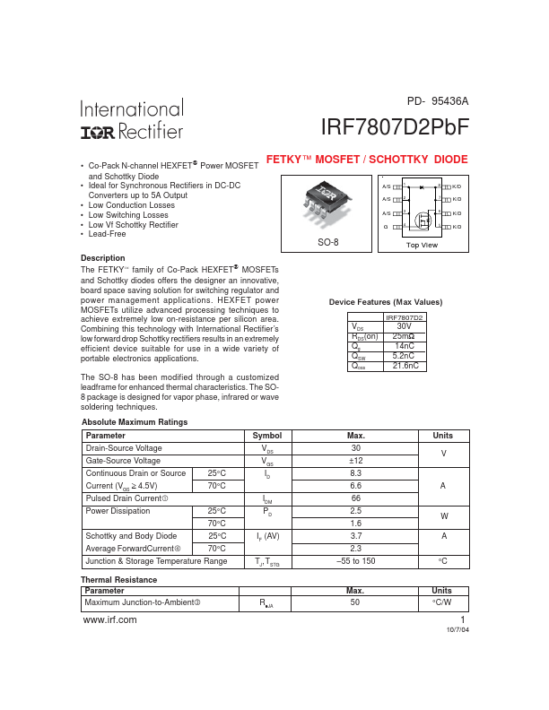 IRF7807D2PbF International Rectifier