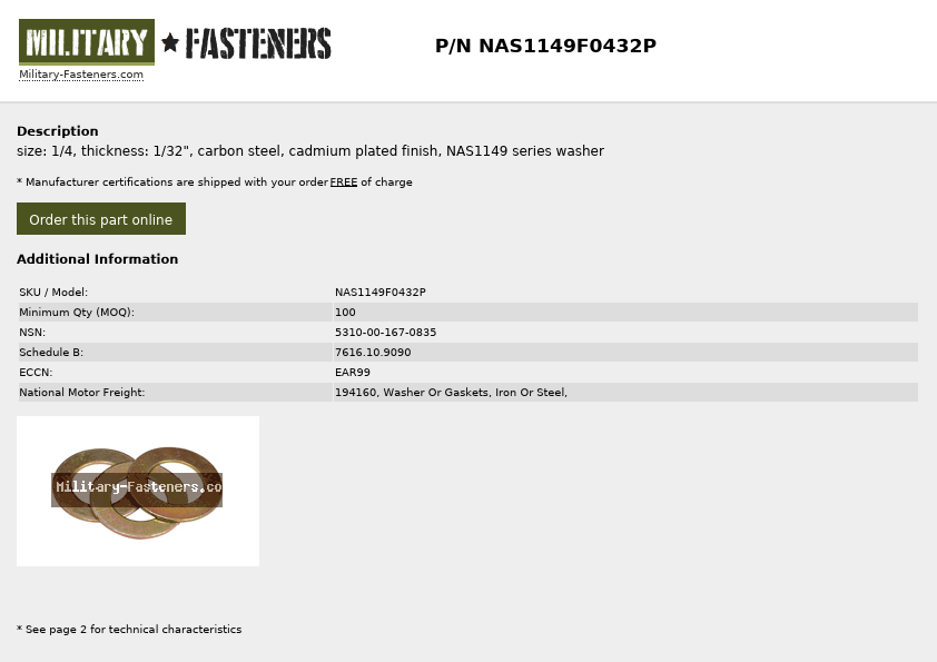 NAS1149F0432P Military-Fasteners