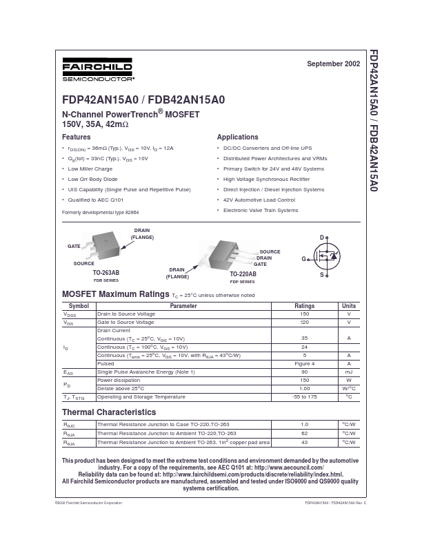 FDB42AN15A0 Fairchild Semiconductor