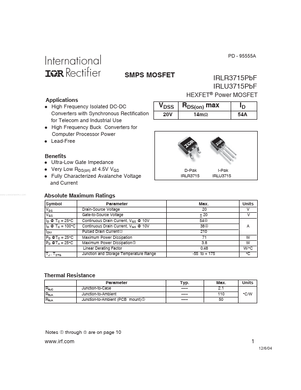 IRLR3715PBF International Rectifier