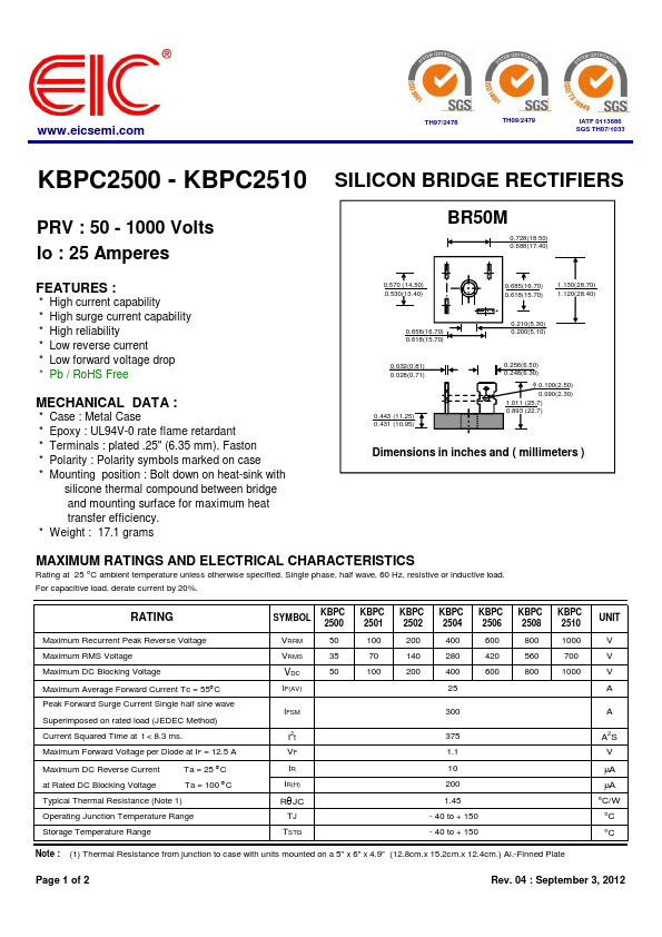KBPC2502 EIC