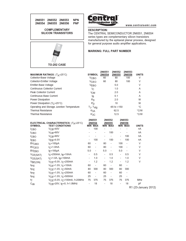 2N6552 Central Semiconductor Corp