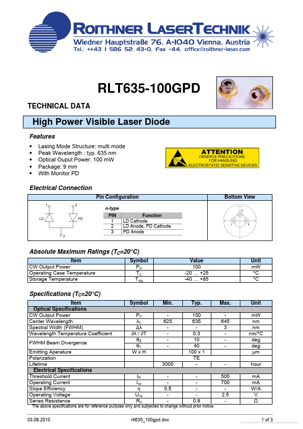 RLT635-100GPD Roithner