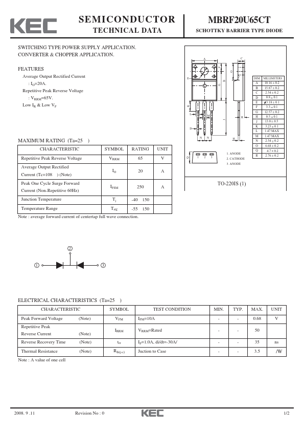 MBRF20U65CT