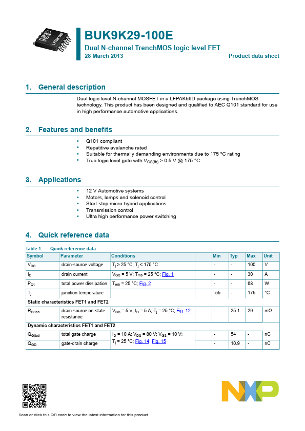 BUK9K29-100E NXP Semiconductors