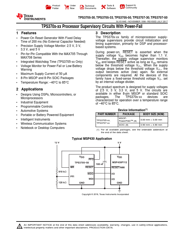 TPS3707-50 Texas Instruments