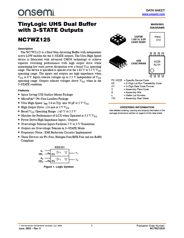 NC7WZ125 ON Semiconductor