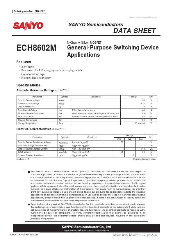 ECH8602M Sanyo Semicon Device