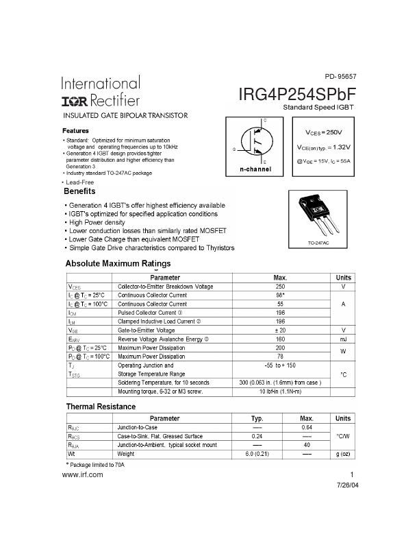 IRG4P254SPbF International Rectifier