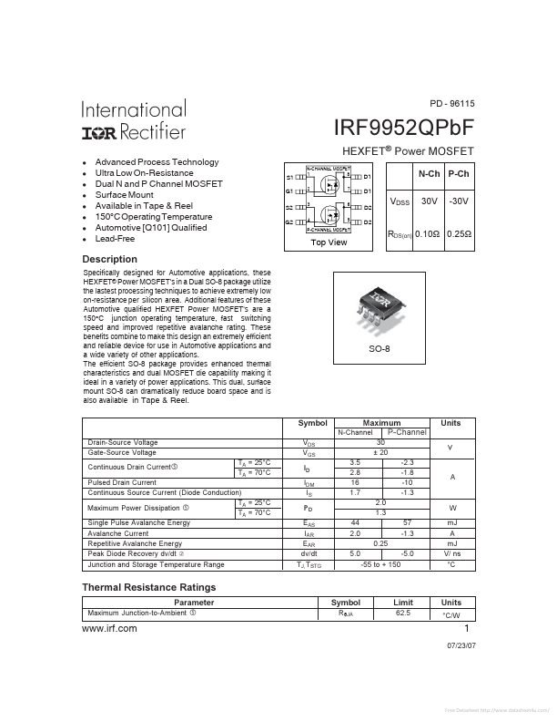 IRF9952QPBF International Rectifier